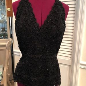 Black beaded halter top